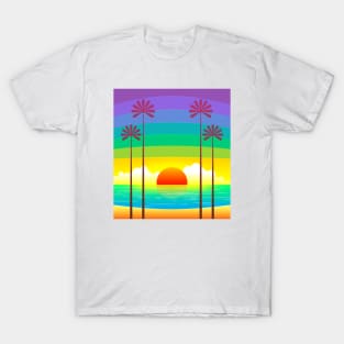 Colorful Sunset Ilustration - Beach T-Shirt